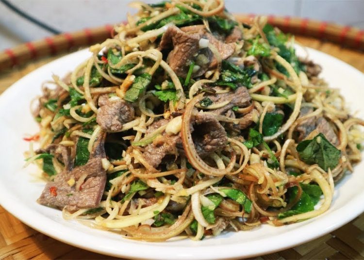 Cách làm nộm hoa chuối thịt bò