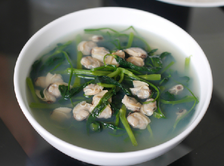 Canh ngao rau muống món canh ngon mùa hè dân dã