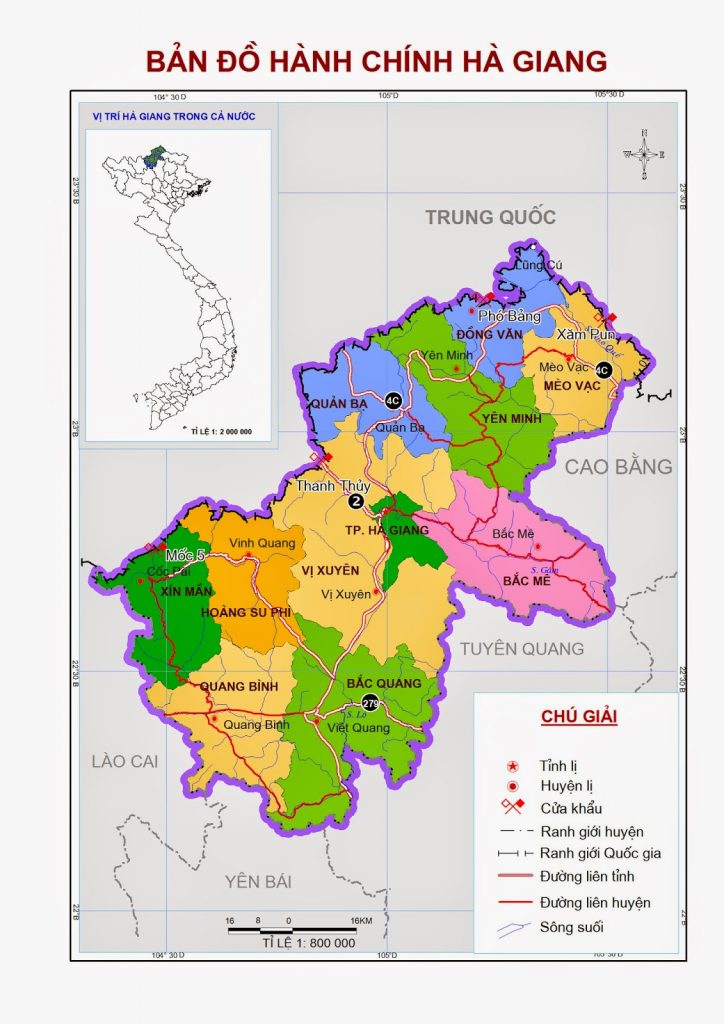 Bản đồ hành chính tỉnh Hà Giang