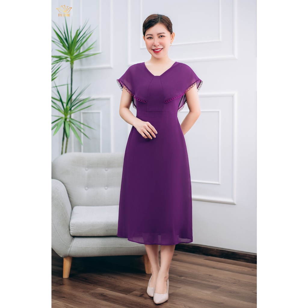 đầm dự tiệc cưới cao cấp màu tím